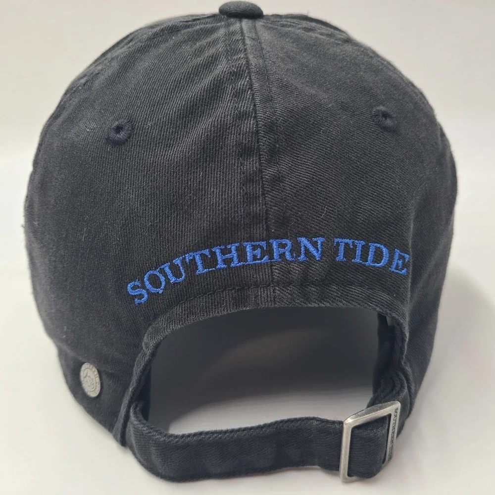 Southern Tide Hat Strapback (Fits Small) Black Blue Skipjack Tuna Logo Fish Men